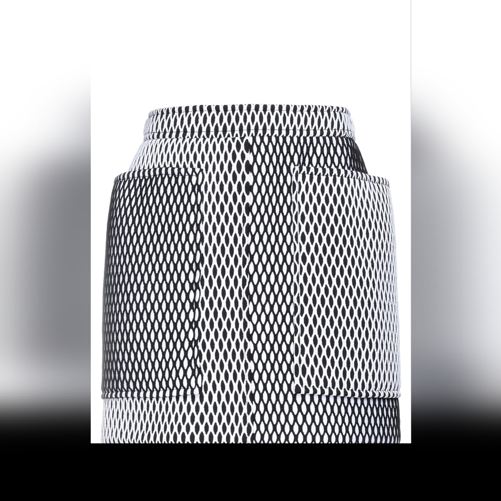 Burberry Black and White Mesh Overlay Structured Skirt